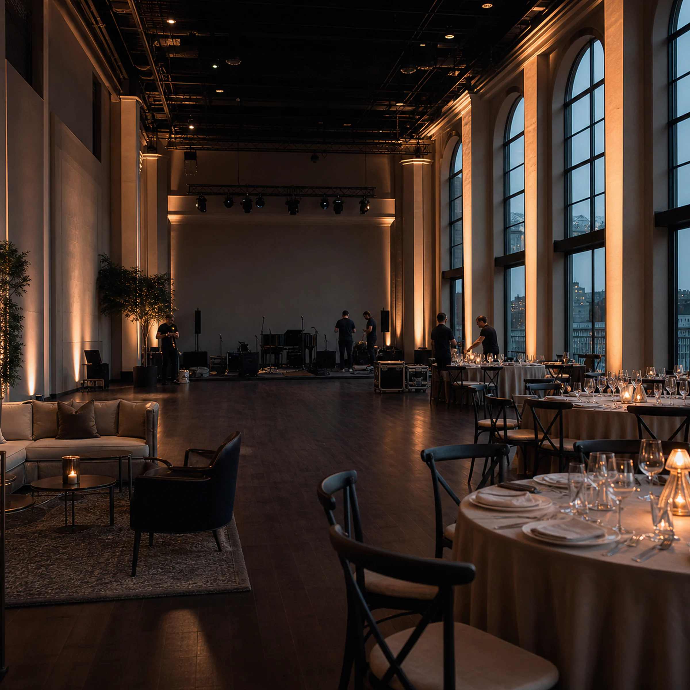A London wedding venue prepared before guests arrive.